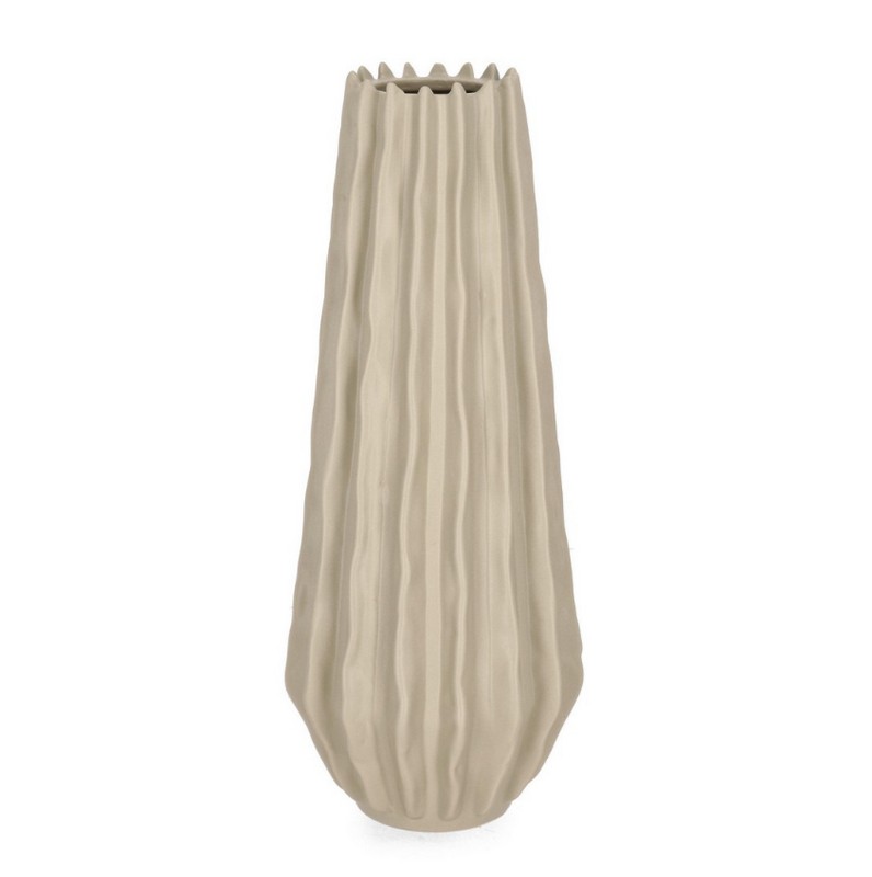 Vaso beige costolato in ceramica